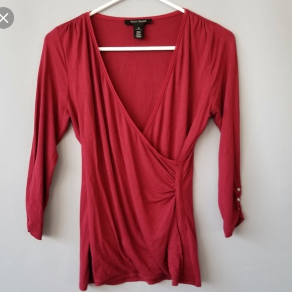 White House Black Market Tops - White House black market deep red wrap top XS